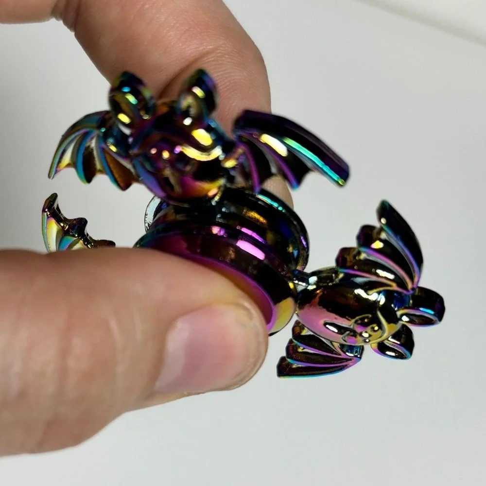 Metalic Rainbow‎ Bat Fidget Spinner Metal Goth Halloween Sensory Toy